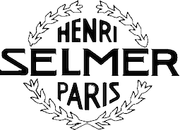 Henri Selmer Paris in retro font inside of a decorative circle